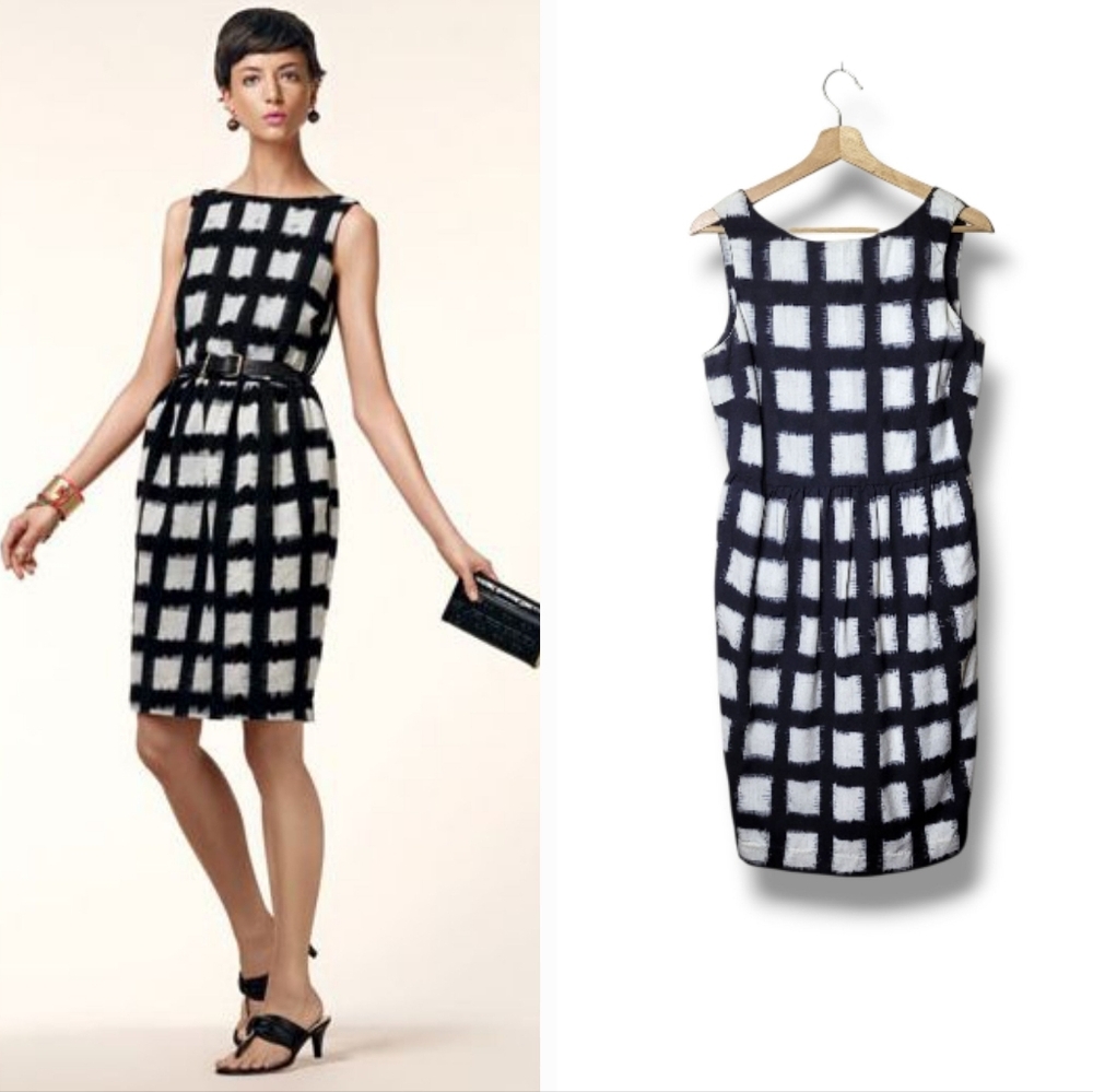 Liz Claiborne Vintage Black & White Twill Sheath Dress Size 10